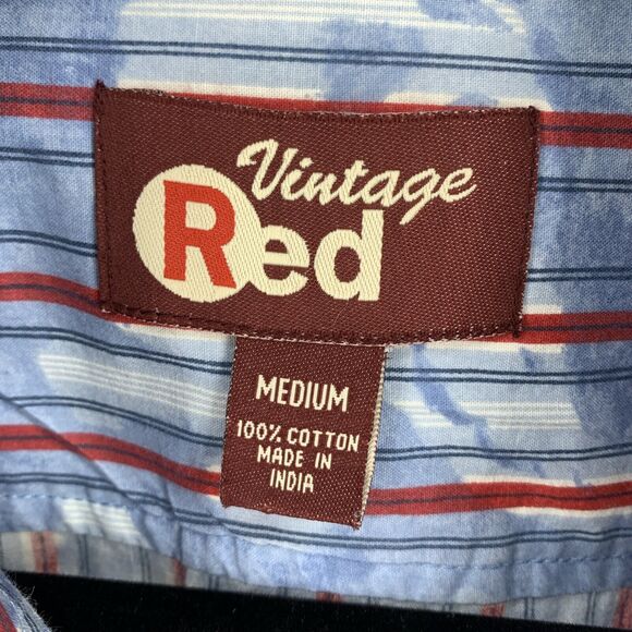Vintage Red Mens Medium Pearl Snap Western Cowboy Shirt Retro Rodeo Grunge Punk - Picture 3 of 8